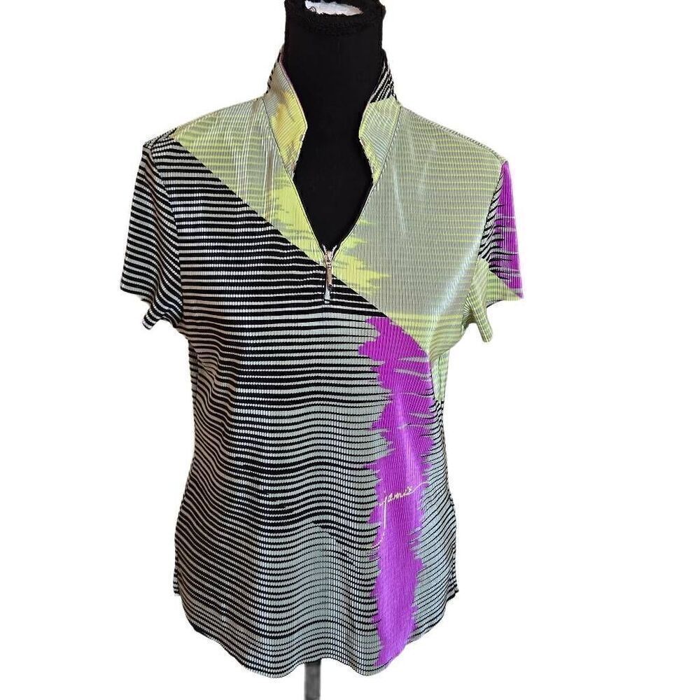 Jamie Sadock Womens Short Sleeve Multicolor Golf Top Small
